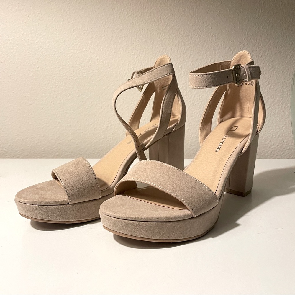 Tan suede heels